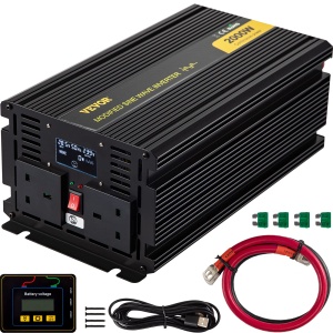 VEVOR Invertor cu unda sinusoidala modificata 2000W Convertor de tensiune DC 24V la AC 240V Convertor de curent cu invertor de putere continua Telecom