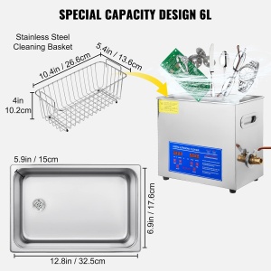 VEVOR JPS-30A Aparat de curatat cu ultrasunete 6L Curatator cu ultrasunete Curatator cu ultrasunete Aparat de curatat cu ultrasunete cu incalzitor Cronometru digital pentru ochelari Bijuterii Dinti falsi Monede etc - Img 6