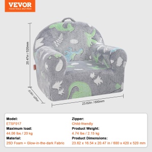 VEVOR Kindersofa ETSF017 Design Modular Iluminare in Intuneric - Img 3