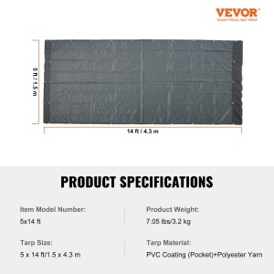 Vevor Mesh Plane 15x43m PVC Negru Rezistent cu Dublu Buzunar si Ocheti din Alama - Img 7