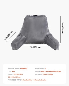 VEVOR Perna de citit XSHRP002 Gri Memory Foam 3 buzunare ergonomic - Img 8