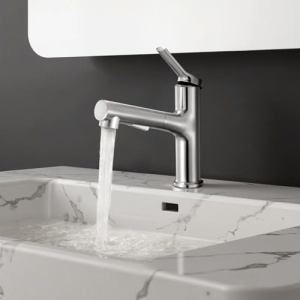 Vevor Waschtischarmatur Apa calda si rece Nickel periat Cu functie de dus extensibil - Img 8