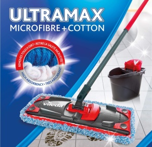 Vileda UltraMax Microfibra si Bumbac Set complet mop si galeata - Img 6