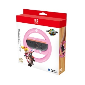 Volan pentru jocuri HORI Mario Kart Peach, compatibil Nintendo Switch 2, cu manere texturate