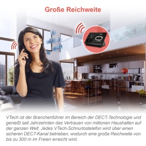 VTech CS2051 Telefon fara fir cu robot telefonic si 2 telefoane, Mod ECO+, Telefon pentru seniori Blocarea apelurilor telefonice fixe, Functie hands-free, Butoane mari, Afisaj cu 1 linie, Negru - Img 9