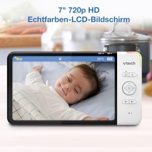 Vtech RM7764HD cu camera Acces de la distanta WiFi 1080p, video de 7 inchi, panoramare si inclinare la 360deg, cu senzor de temperatura HD Night Vision cu 2 directii, iOS si Android - Img 11