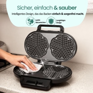 Waffeleisen EMERIO WM-123356 pentru 10 Wafle in Forma de Inima, 1200W, Antiaderent - Img 6
