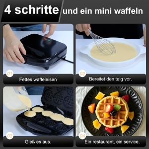 Waffelmaker YASHE, Mini, 8 x 5 cm, Antiaderent, Compact - Img 4