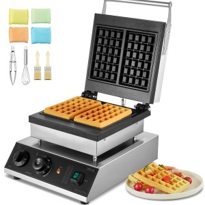 Waffle Iron VEVOR HT-2210 2000W din inox, 2 Waffe, antiaderent
