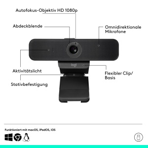 Webcam Logitech C925e, HD 1080p, Autofocus, Negru - Img 8