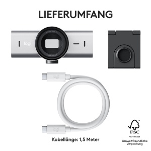 Webcam Logitech MX Brio Ultra HD 4K, gri deschis, cu microfoane integrate - Img 12