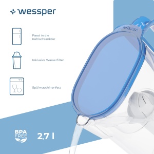 Wessper 3D Slim AquaClassic 27L Filtru Apa Compatibil Brita Classic Albastru - Img 2