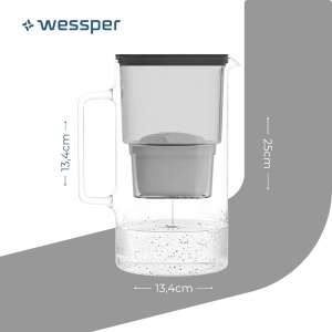Wessper Cana Filtrare Apa 3L din Sticla Set cu 2 Cartuse de Filtrare Compatibil Brita Maxtra Negru - Img 5