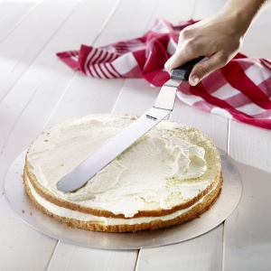 Westmark 1 Cake Layer Separator cu 2 fire de taiere zimtate 1 palet unghiular 395 cm otel inoxidabil lungime 32 cm Simplex Duo argintiunegru 716022E9 - Img 2