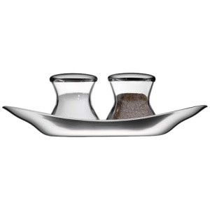 WMF Wagenfeld Shaker Set 3 bucati, Max si Moritz, shaker cu farfurie, piper cu sare, sticla, otel inoxidabil Cromargan mat, poate fi spalat in masina de spalat vase - Img 4