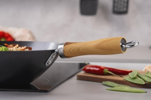 Wok Fackelmann 26 cm Carbon Steel Antiaderenta Maner Bambus PFAS-Free - Img 8