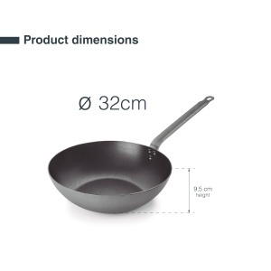 Wok Lacor Ferrum 63233, 100 Fier Natural, 32cm, PFOA-Free - Img 2