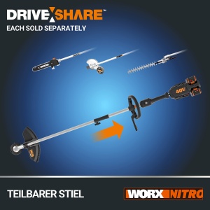 WORX Nitro WG186E92 Trimmer si motocoasa fara fir Sense 40V 2x20V - motor puternic fara perii - diverse atasamente - schimbare rapida a firului - cerc - Img 3