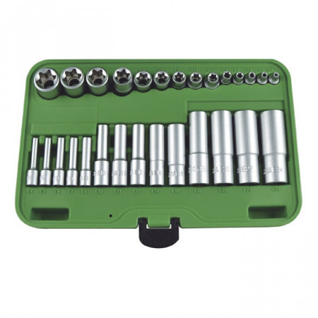 Set de 28 Tubulare Zincate Torx scurte si lungi