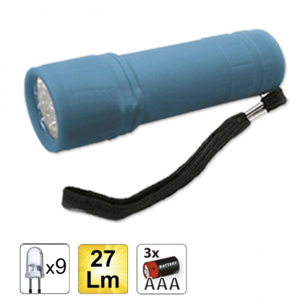 Lanterna de Plastic cu 9 Leduri, culoare Albastru