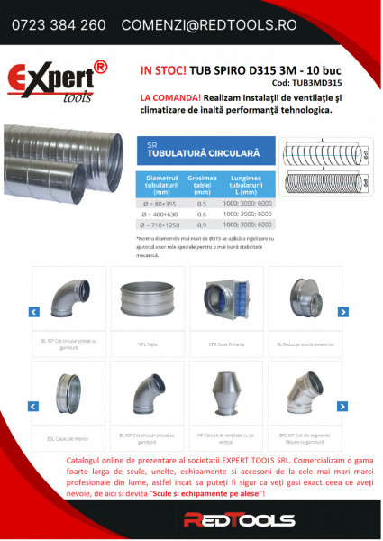 TUB SPIRO D315 3M - SR Conducte Aer Circulare