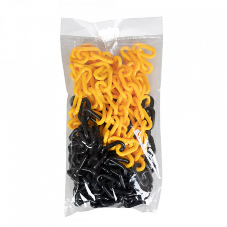 Lant pentru Stalp Bariera de Delimitare, Lungime 5m, PVC, Negru-Galben