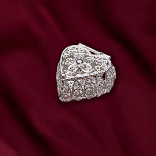 Сребърна Кутийка - Сърце - 950 Сребро Филигран