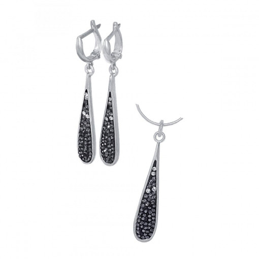 Сребърен Комплект - Нощ - Кристали Swarovski - Сребро с Проба 925