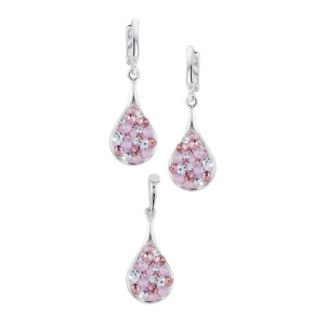 Сребърен Комплект - Роза - Кристали Swarovski - Сребро с Проба 925 | ANTIKO.BG - Български Бижута и Подаръци