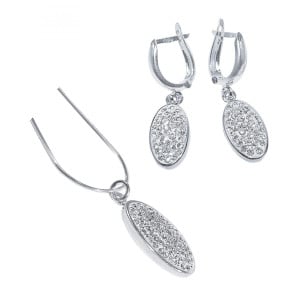 Сребърен Комплект - Елипси - Кристали Swarovski - Сребро с Проба 925 | ANTIKO.BG - Български Бижута и Подаръци