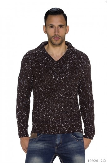Pulover Elegant cu decolteu in V si Guler Gros pentru Barbati