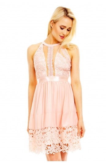 Rochie eveniment scurta cu aplicatii din dantela
