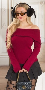 Bluză damă tricotată cu umerii goi, elegantă, cu volănaș decorativ – diverse culori - Img 8