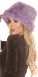 Căciulă damă din blană artificială mov liliac – model fashion de iarnă, moale și elegant - Img 9