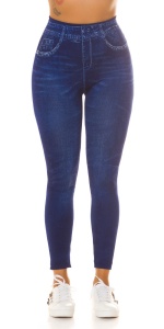 Colanți damă tip blugi, cu talie înaltă, model push-up, material elastic, bleumarin - Img 11