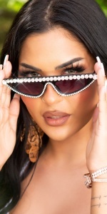 Ochelari de soare damă cu cristale – model cat-eye, lentile negre, fashion statement - Img 6