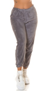 Pantaloni damă jogger plușați gri, talie elastică, lejeri și confortabili - Img 10