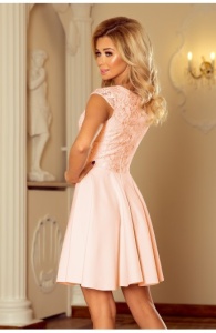 Rochie babydoll , imbracata cu dantelă - culoare piersic - Img 3