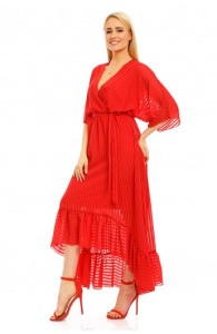 Rochie lunga asimetrica cu model in dungi - Img 7