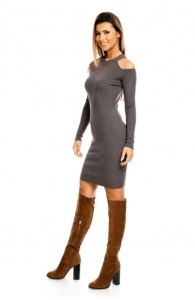 Rochie Medie Din Tricot cu decupaje la umar - Img 5