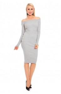 Rochie midi cu maneci lungi si umerii goi - Img 6