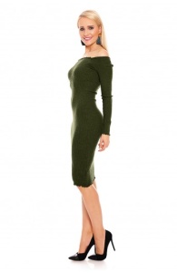 Rochie midi cu maneci lungi si umerii goi - Img 11