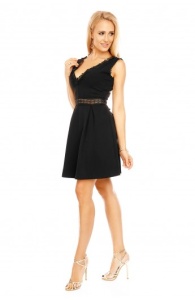 Rochie Mini Dama cu Decolteu in V si Insertii din Dantela - Img 4