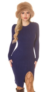 Rochie tricotată casual elegantă, cu despicătură pe picior și mânecă lungă – material elastic și călduros - Img 9