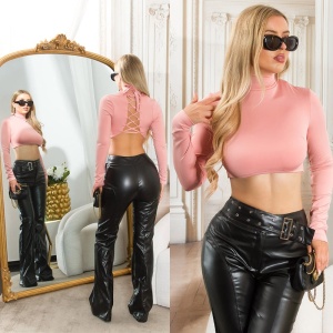 Top scurt damă cu mânecă lungă și spate decupat cu șiret – model elegant și sexy, ideal pentru ținute moderne - Img 12