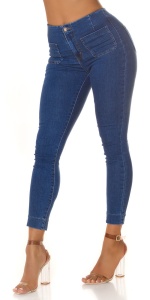 Blugi damă skinny cu talie înaltă, model push-up, denim elastic albastru - Img 4