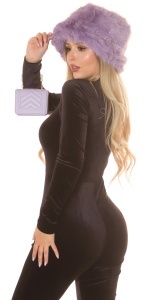 Căciulă damă din blană artificială mov liliac – model fashion de iarnă, moale și elegant - Img 6