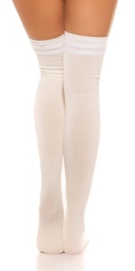 Ciorapi Peste Genunchi Albi, Opaci, Elastici – Over The Knee, Confortabili, Mărime Universală - Img 2