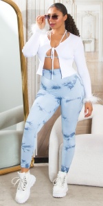 Colanți damă colorați cu imprimeu tie-dye – model mulat, talie înaltă, sport & casual - Img 3