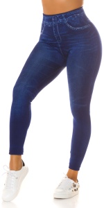 Colanți damă tip blugi, cu talie înaltă, model push-up, material elastic, bleumarin - Img 12